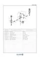 Schematische Darstellung einer Kludi Waschtischarmatur mit Bauteilen wie Spout, Aerator und Befestigungselementen, ergänzt durch Teileliste und Nummerierung.
